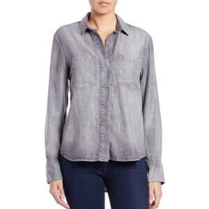 Cloth & Stone Anthropologie Button Down Shirt Chambray Denim Boyfriend Split Hem